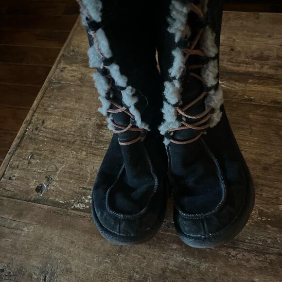 Vintage Hippy Festival Womens black suedelace up Appalachian Uggs 9W - Picture 4 of 6